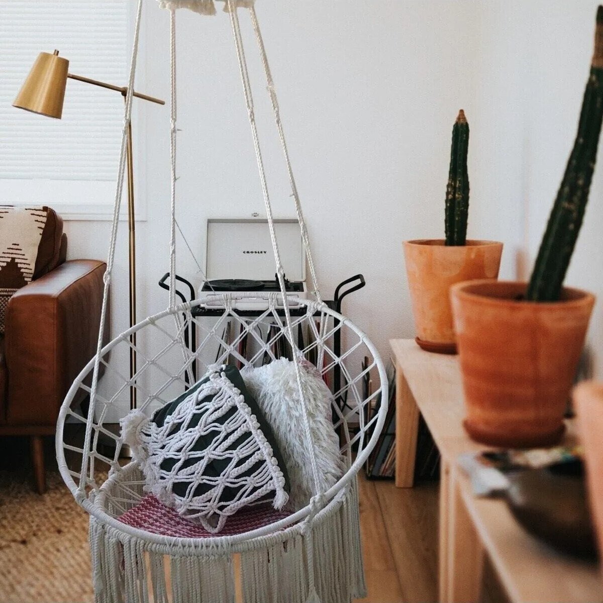 femmit Αιώρα χειροποίητη Πλεκτή macrame, 60x80 cm, Εκρού, από 100% βαμβακερό νήμα