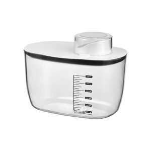 femmit Δοχείο Αποθήκευσης Τροφίμων 1300ml με Αεροστεγές Καπάκι & Δοσομετρητή – bpa free Διάφανο & Λευκό